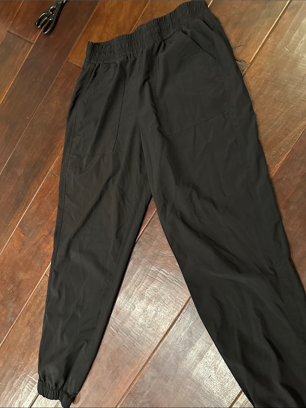 Black Elastic-Waist Track Joggers Super Lightweight and Comfy